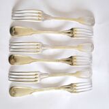 SFAM set of 6 CHINON silver-plated table forks, antique style, 21.5 cm