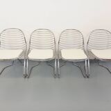 Set of 4 vintage Italian Gastone Rinaldi style chairs in chrome metal
