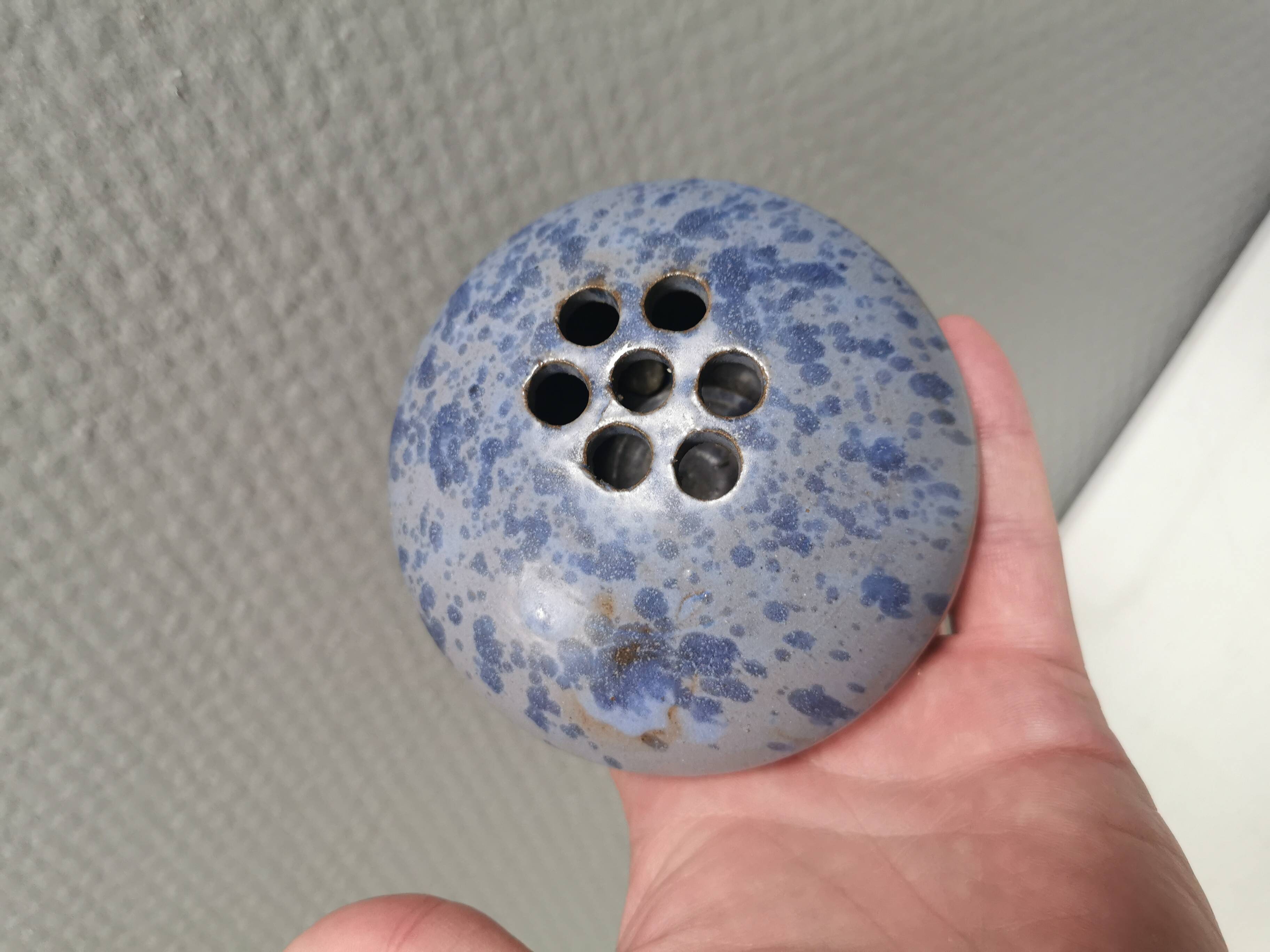 Small gorgeous vase in bluish colours/shades. Netherlands 1970s