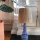 Blue table lamp with rope lampshade