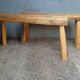 Pair of 2 patinated solid wood benches / stools