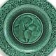 3 fruit plates Sarreguemines majolica shaded enamel Rubelles
