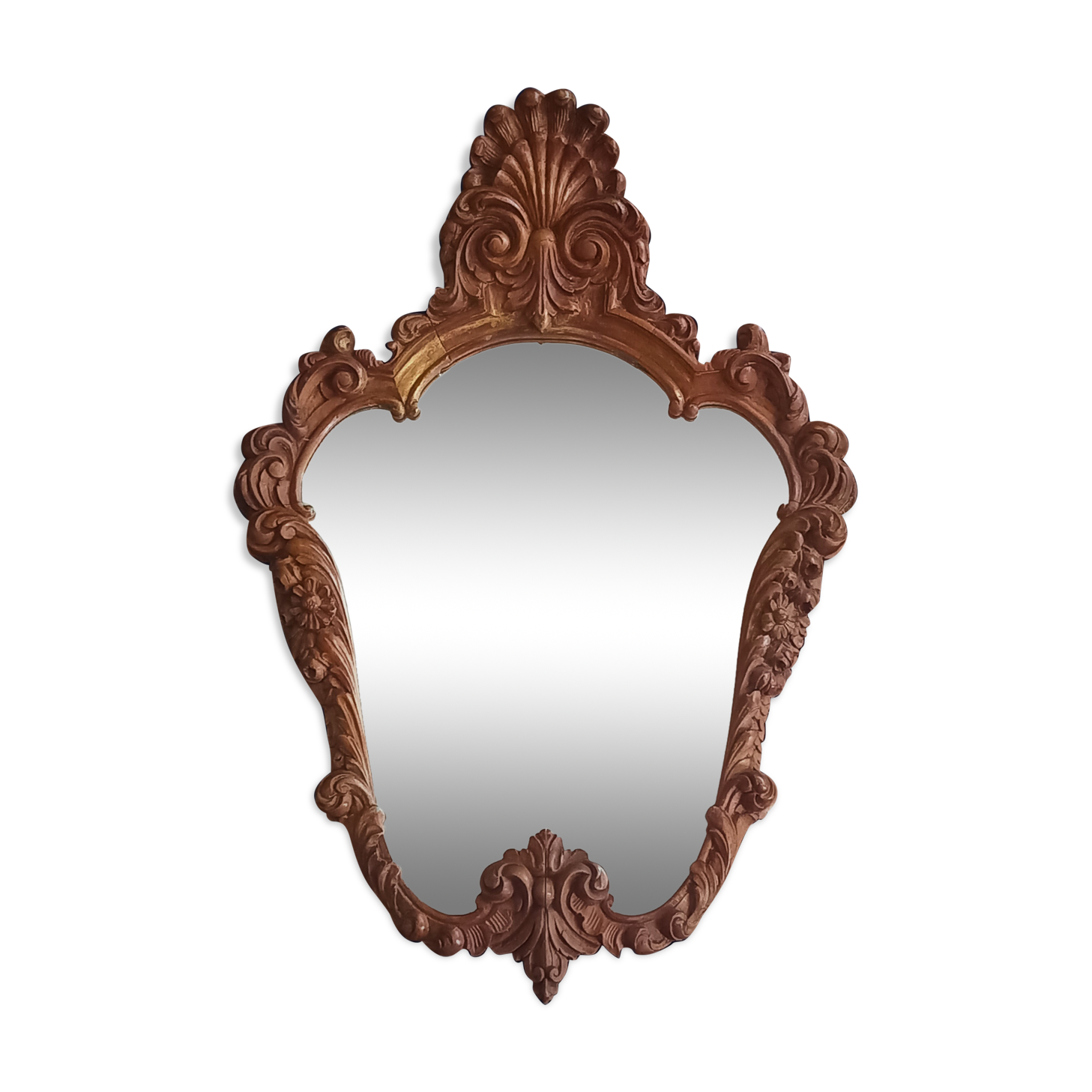 Mirror baroque style in carved walnut – late 19th