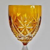 Set of 6 Bohemian Multicolored Antique Crystal Wine Glasses