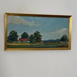 Original Swedish Oil on Canvas – “Landscape with Farms” by Schörström