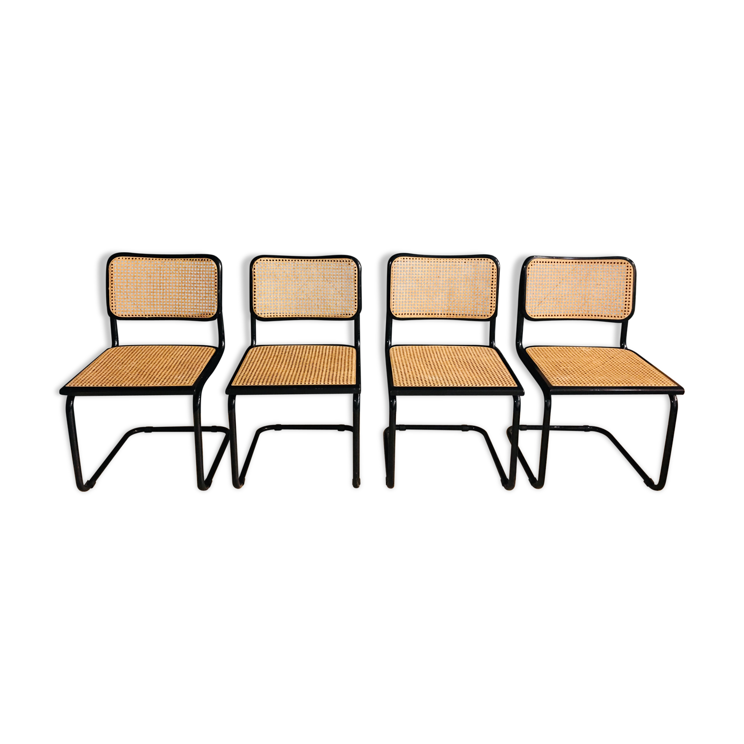 Set of 4 chairs black model B32 design by Marcel Breuer