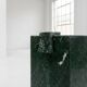 Pedestal table, green marble side table.