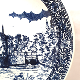 Large decorative plate decorations blue landscape diameter 40 cm