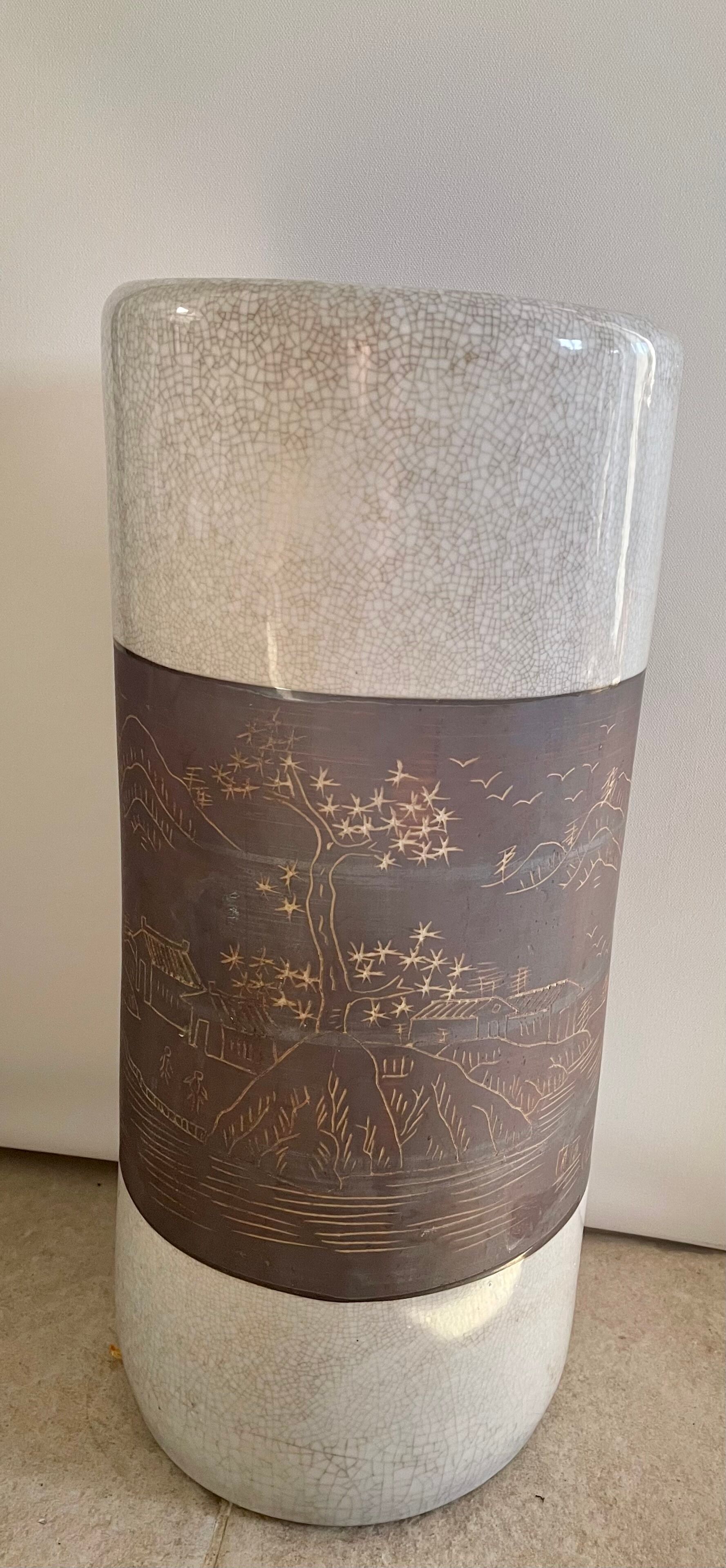 Vintage cracked ceramic umbrella holders