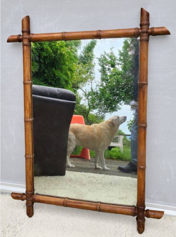 Miroir bambou 1920 Art Nouveau 72x95