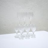 Series of 12 vintage red crystal wine glasses