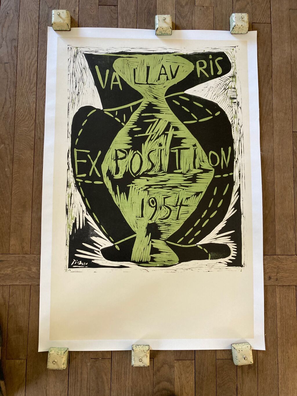 Linogravure pablo picasso originale exposition vallauris entoilée