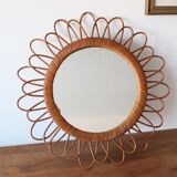 Vintage rattan sun mirror
