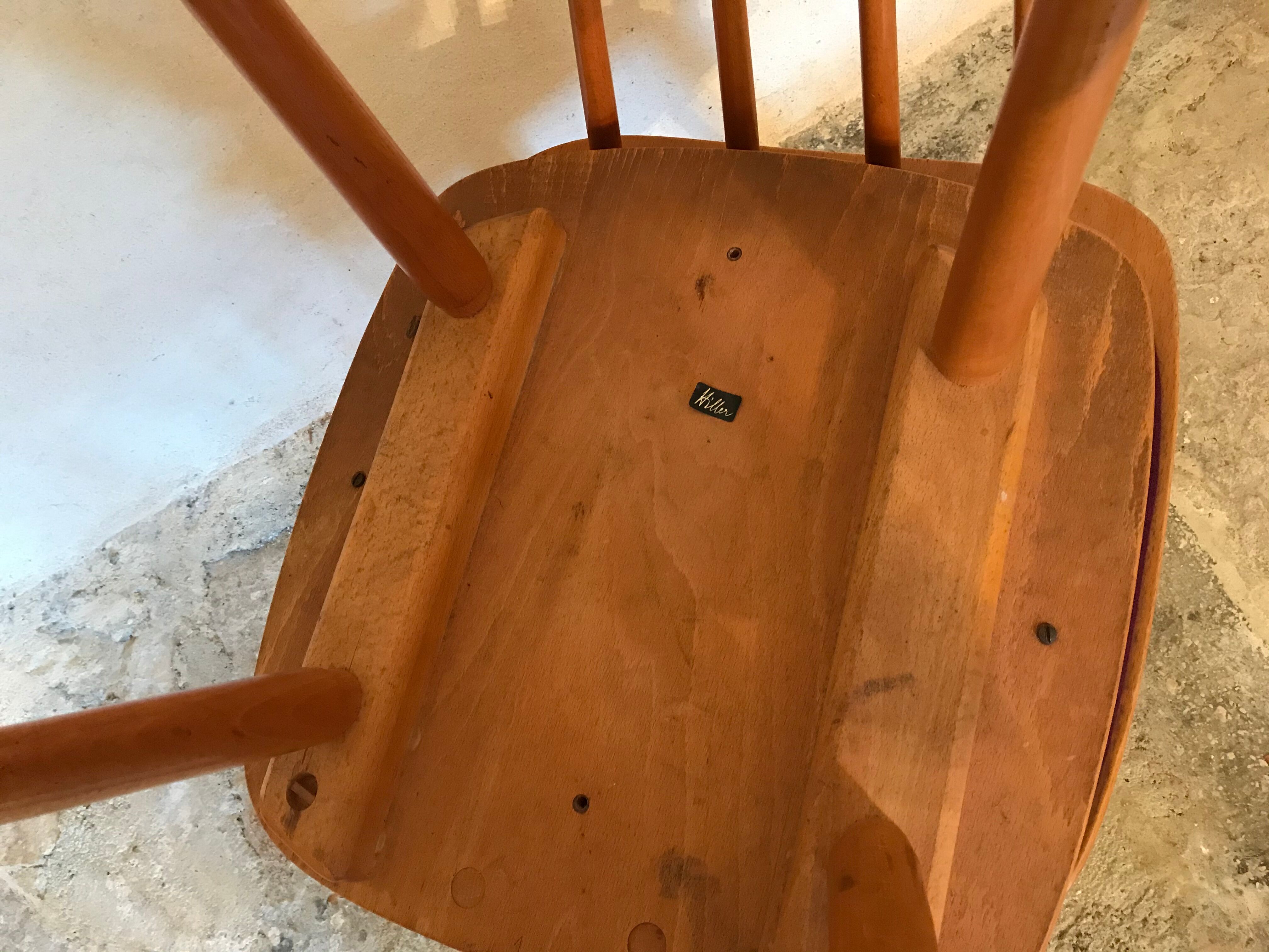 Set of two chairs stamped Hiller 1960's feet compass Scandinavian design