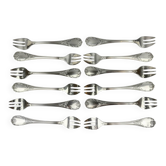 Lot de 12 fourchettes à huîtres Christofle modèle Marly – neuves sous blister, boîte d’origine scellée