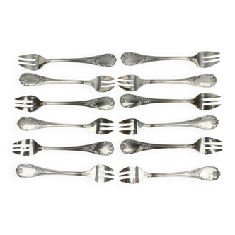 Set of 12 Christofle Marly oyster forks – new in blister pack, sealed original box.