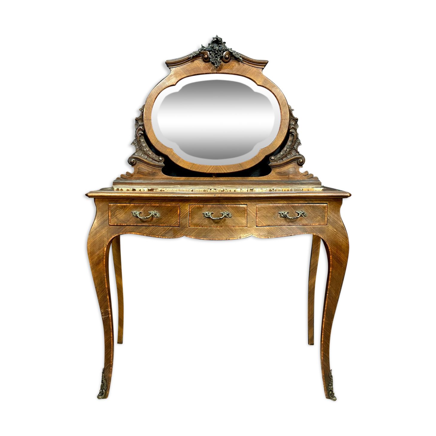 Louis XV toilet table curved in precious wood marquèterie