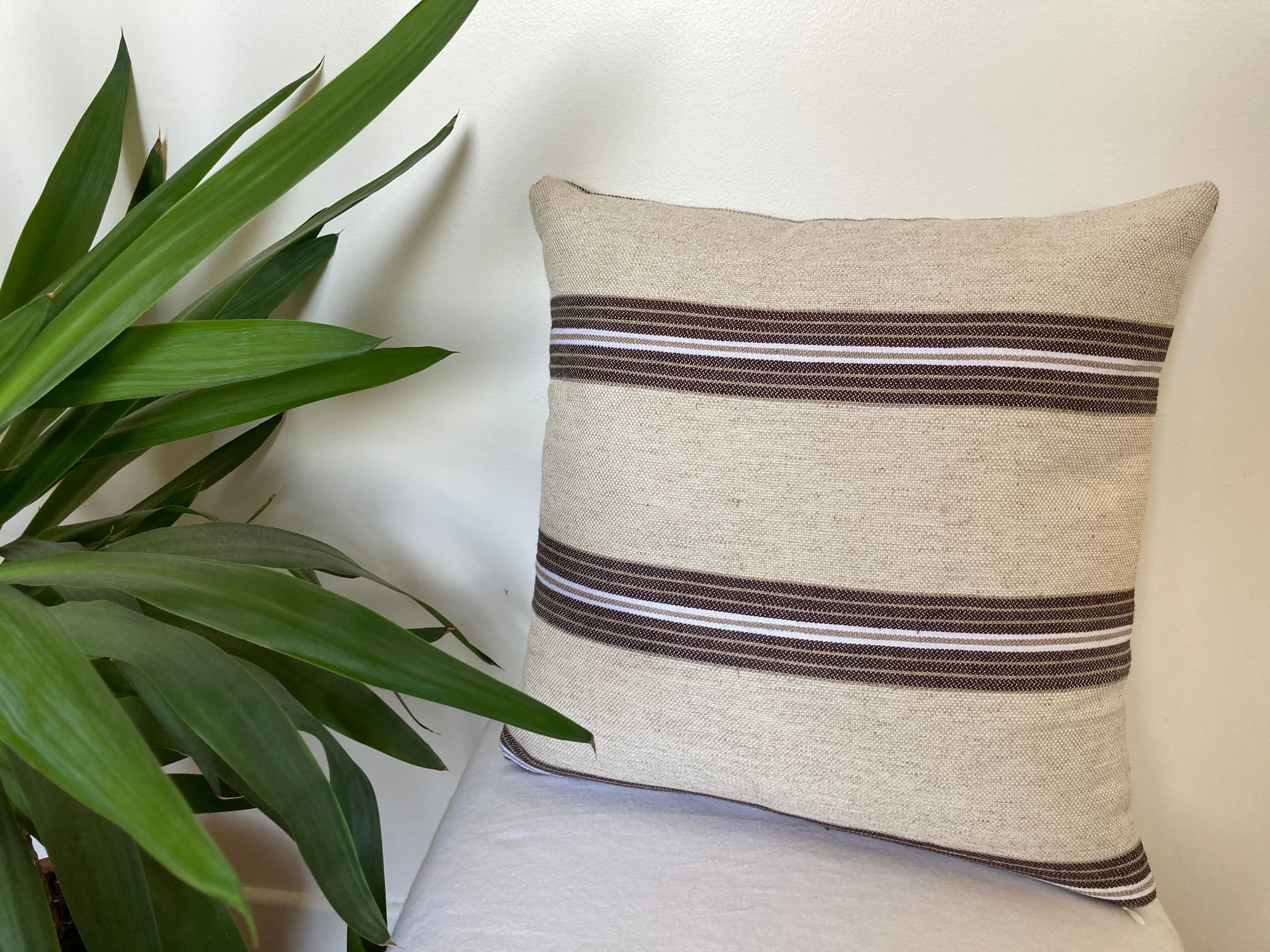 Beige linen cushion