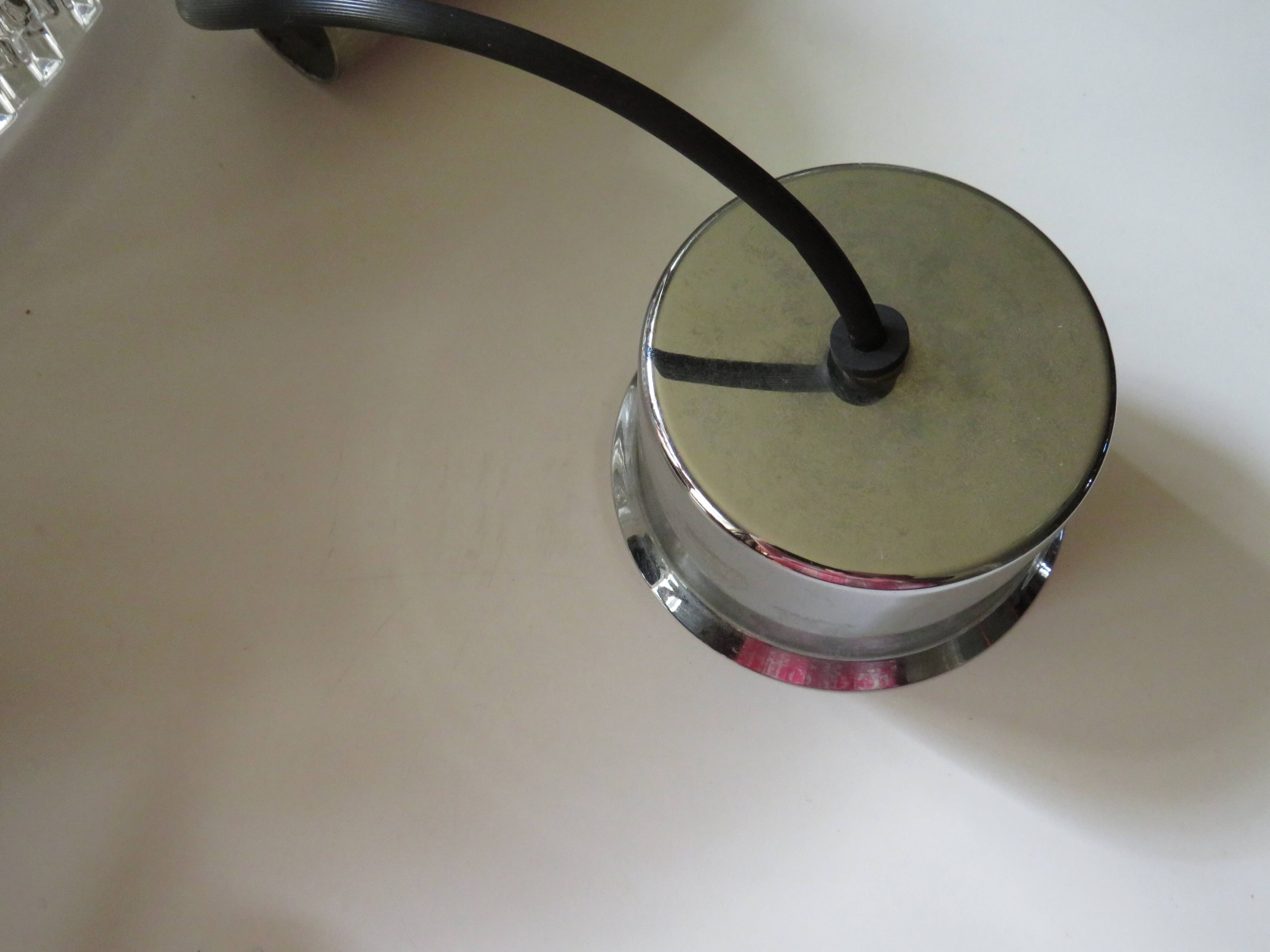 Vintage pendant lamp, glass and chrome, Belgium 1960