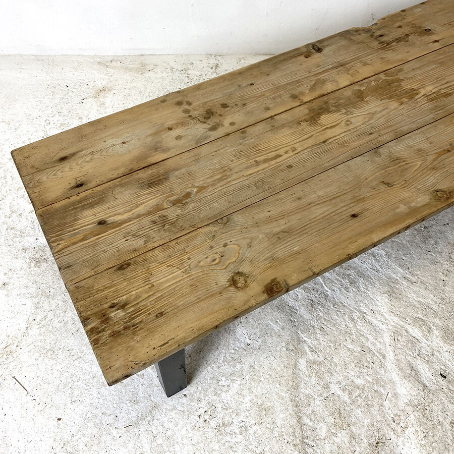 Antique blackened wood coffee table and varnished top