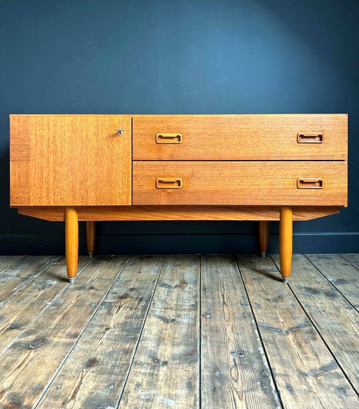 Vintage teak sideboard in Scandinavian design, antique TV stand