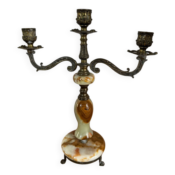 Chandelier en bronze et onyx