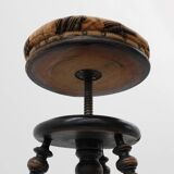 Art Deco adjustable piano stool with original upholstery, France 1920s