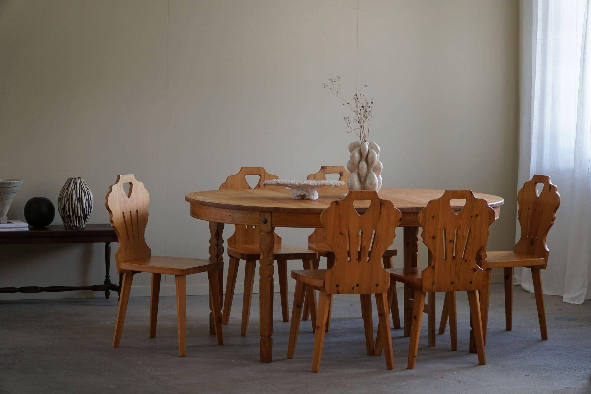 Set of 6 pine chairs