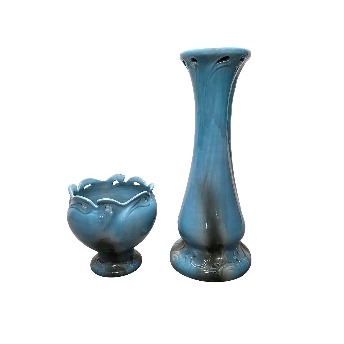 Art Nouveau Ceramic Flower Pot On A Column, early 1900s