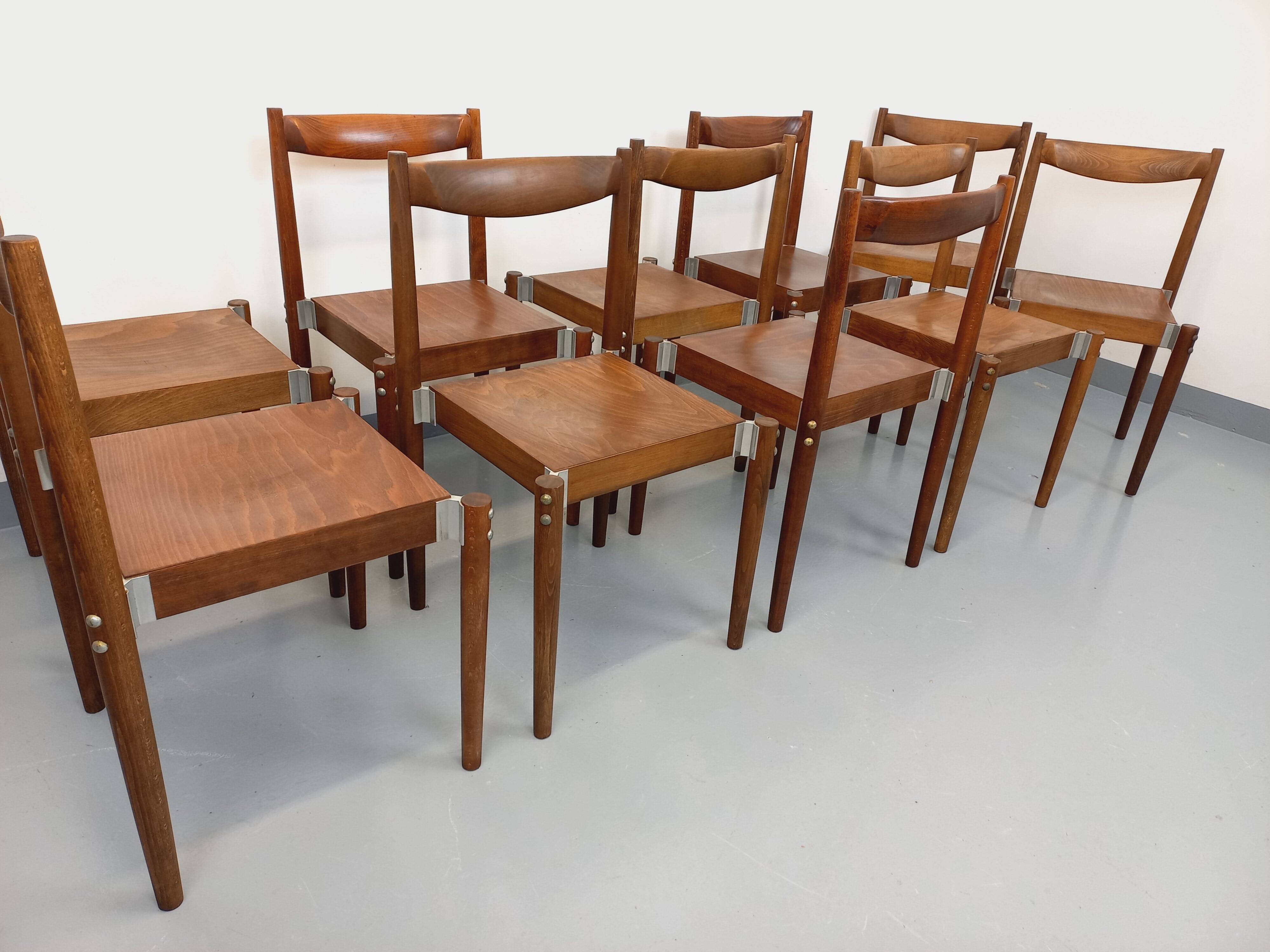 Set of 8 stackable chairs from the Czech manufacturer Bukoza
