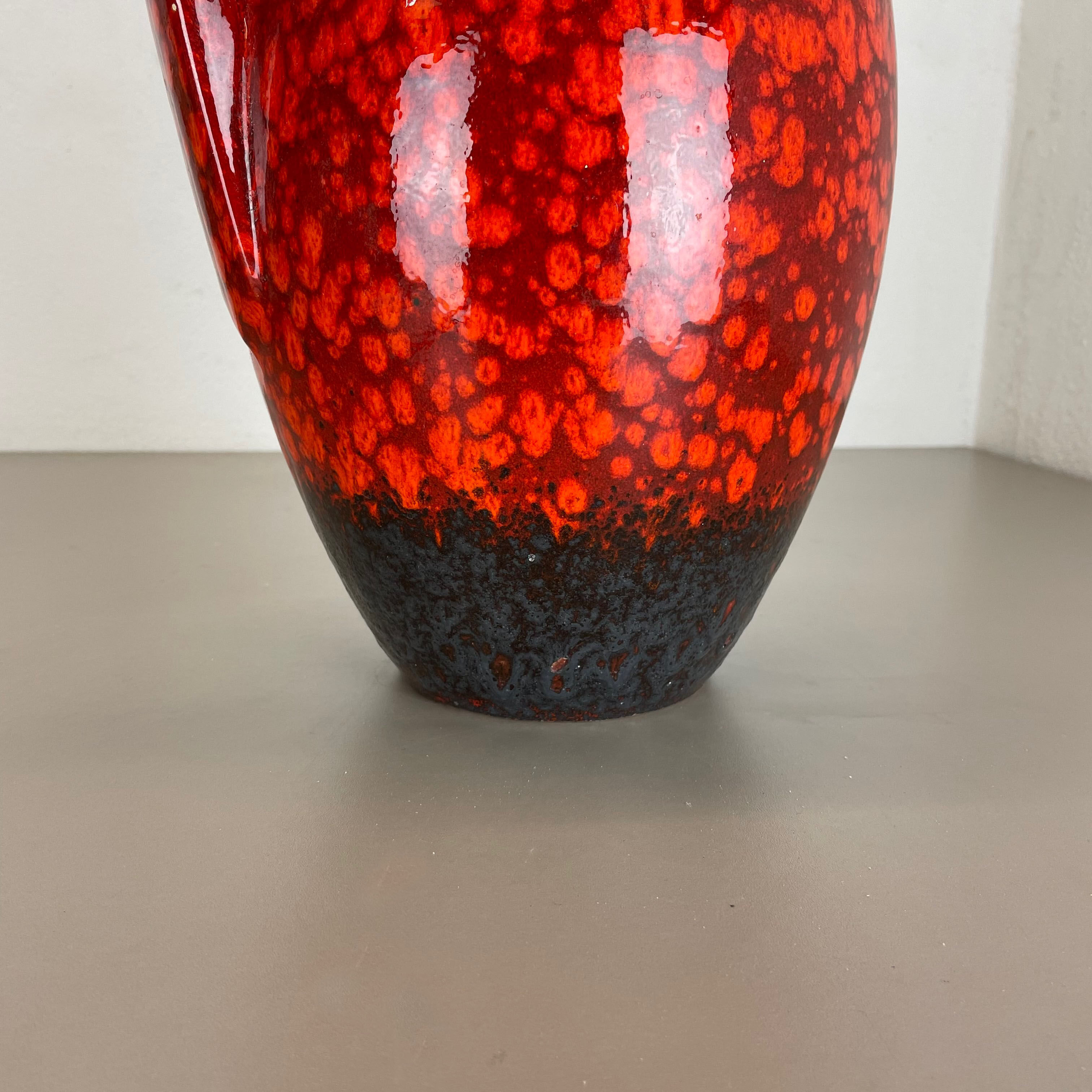 Pottery fat lava multi-color red black floor vase made by scheurich, 1970s