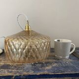Gold-plated glass pendant light with diamonds