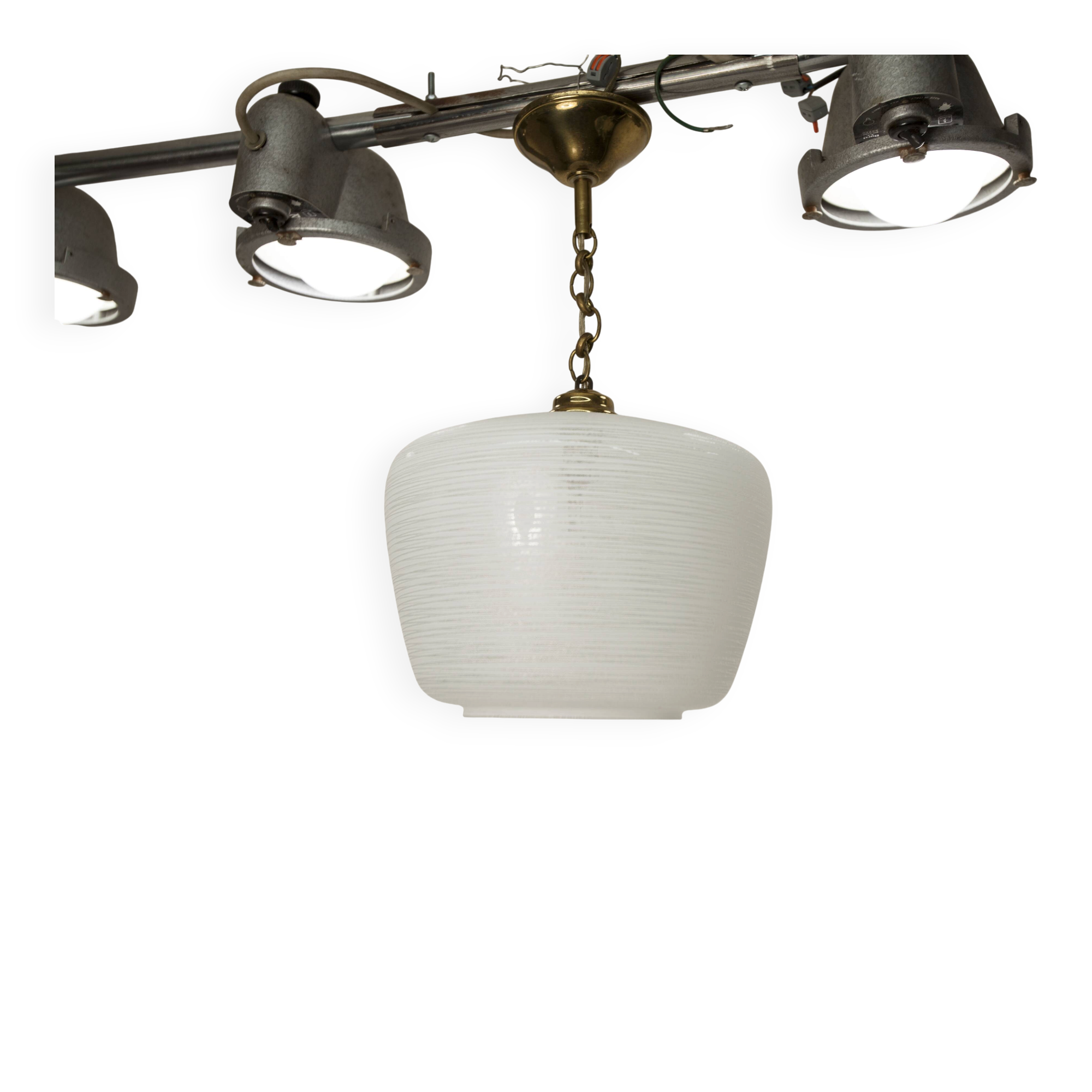 Lustre Italy 1960 striped glass and mid-century brass 1950