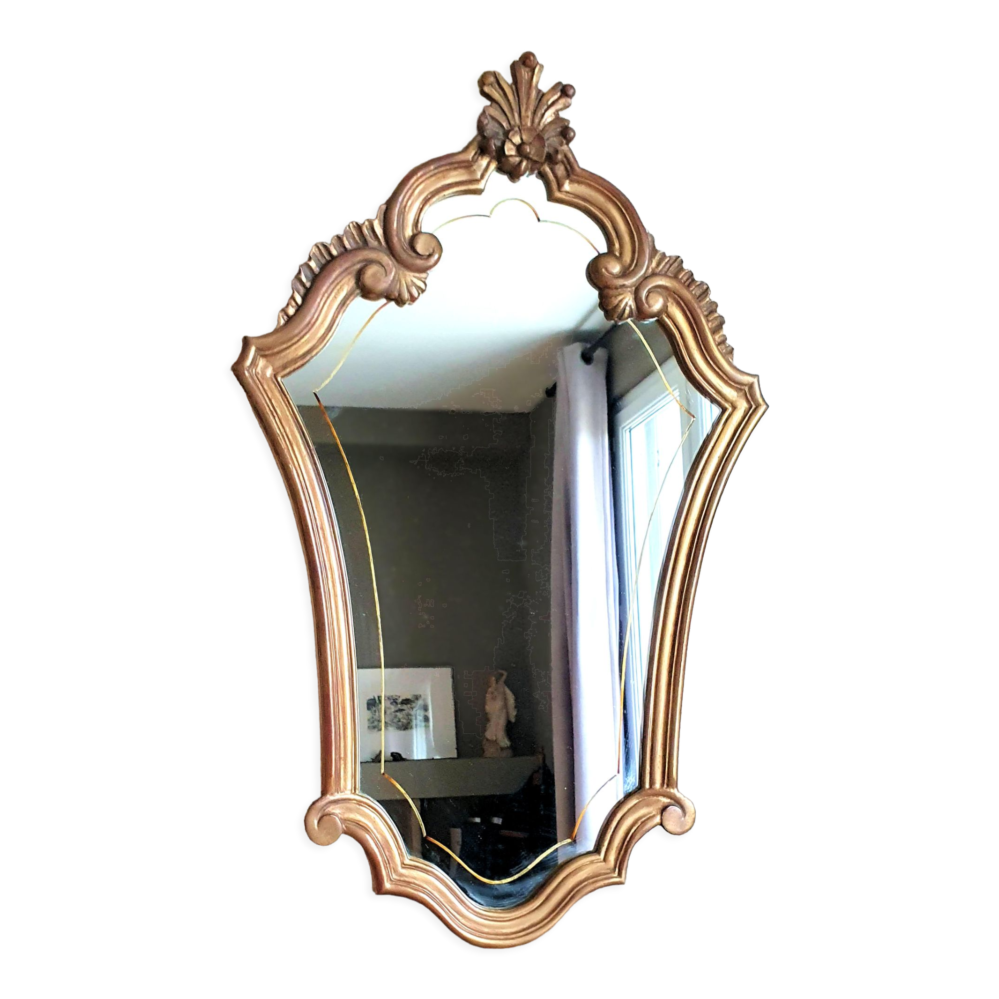 Gilded mirror in wood and stucco 85x53cm