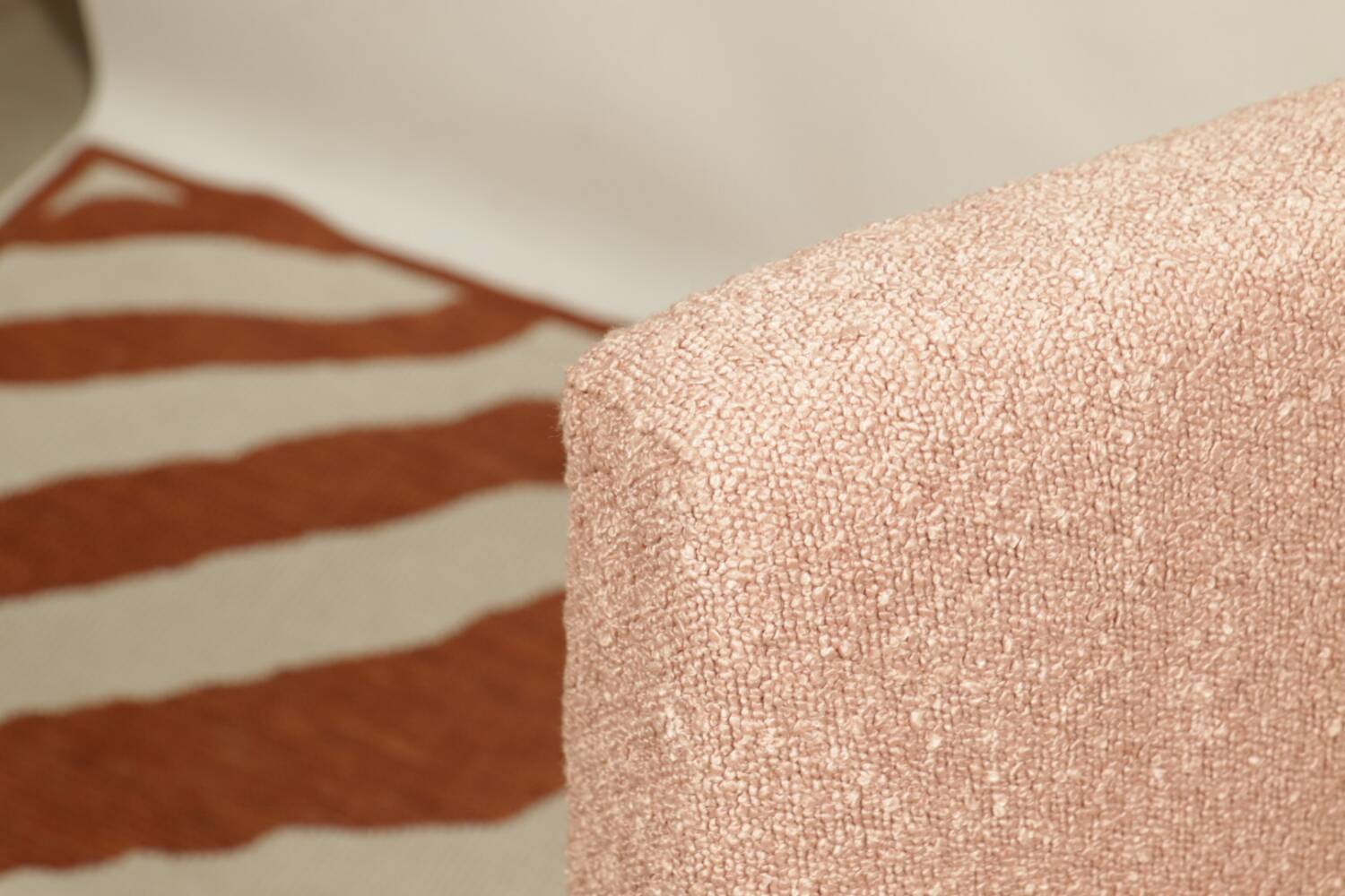 Vintage powder pink boucle armchair 1970 renovated