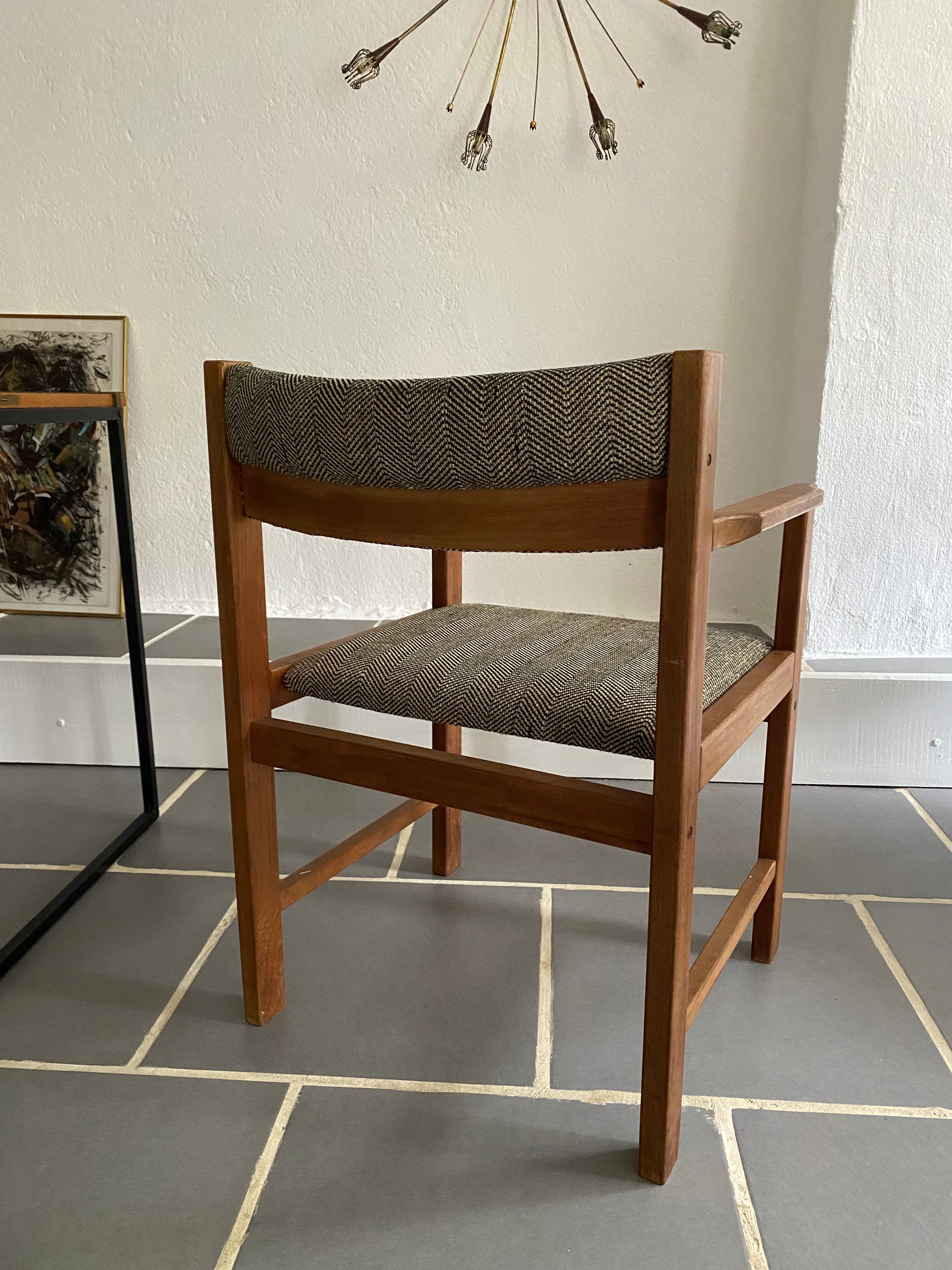 Fauteuil scandinave vintage teck et tweed