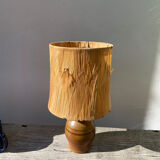 1970s brown ceramic lamp with foliage shade