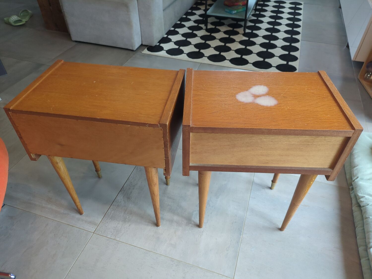 Vintage wooden bedside tables