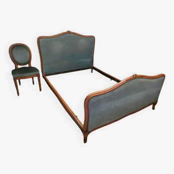 Ensemble de lit + chaise style Louis XV pour literie 190 cms X 140 cms en très bon état