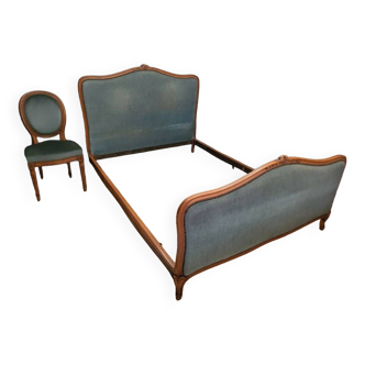 Louis XV style bed + chair set for 190 cm x 140 cm bedding in very good condition