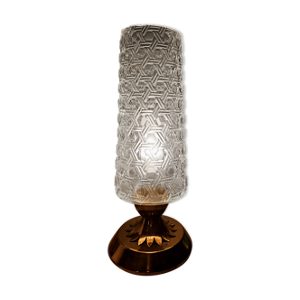 Lampe en laiton et verre années 50