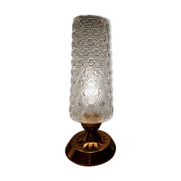 Lampe en laiton et verre années 50
