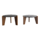 2 tables d'appoint en ardoise et bois de pin de style brutaliste