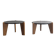 2 tables d'appoint en ardoise et bois de pin de style brutaliste