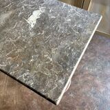 Grey marble and burgundy cast iron bistro table ☐ 85 x 57 cm