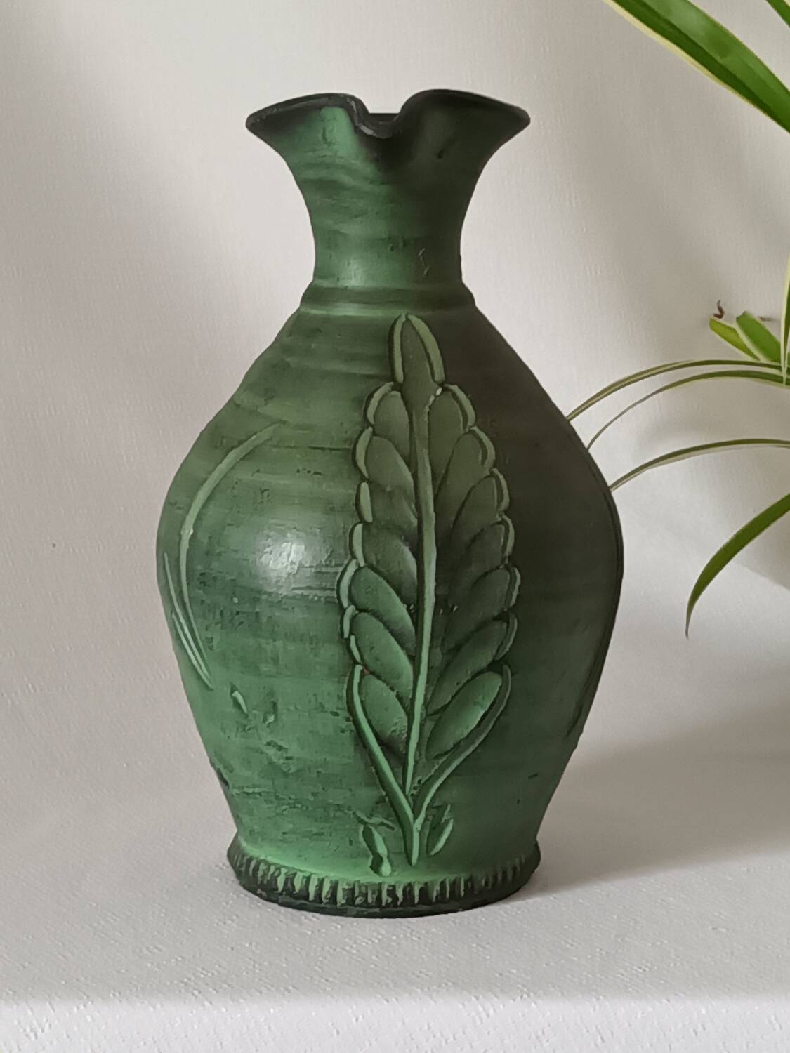 Jug, vase, vintage green ceramic