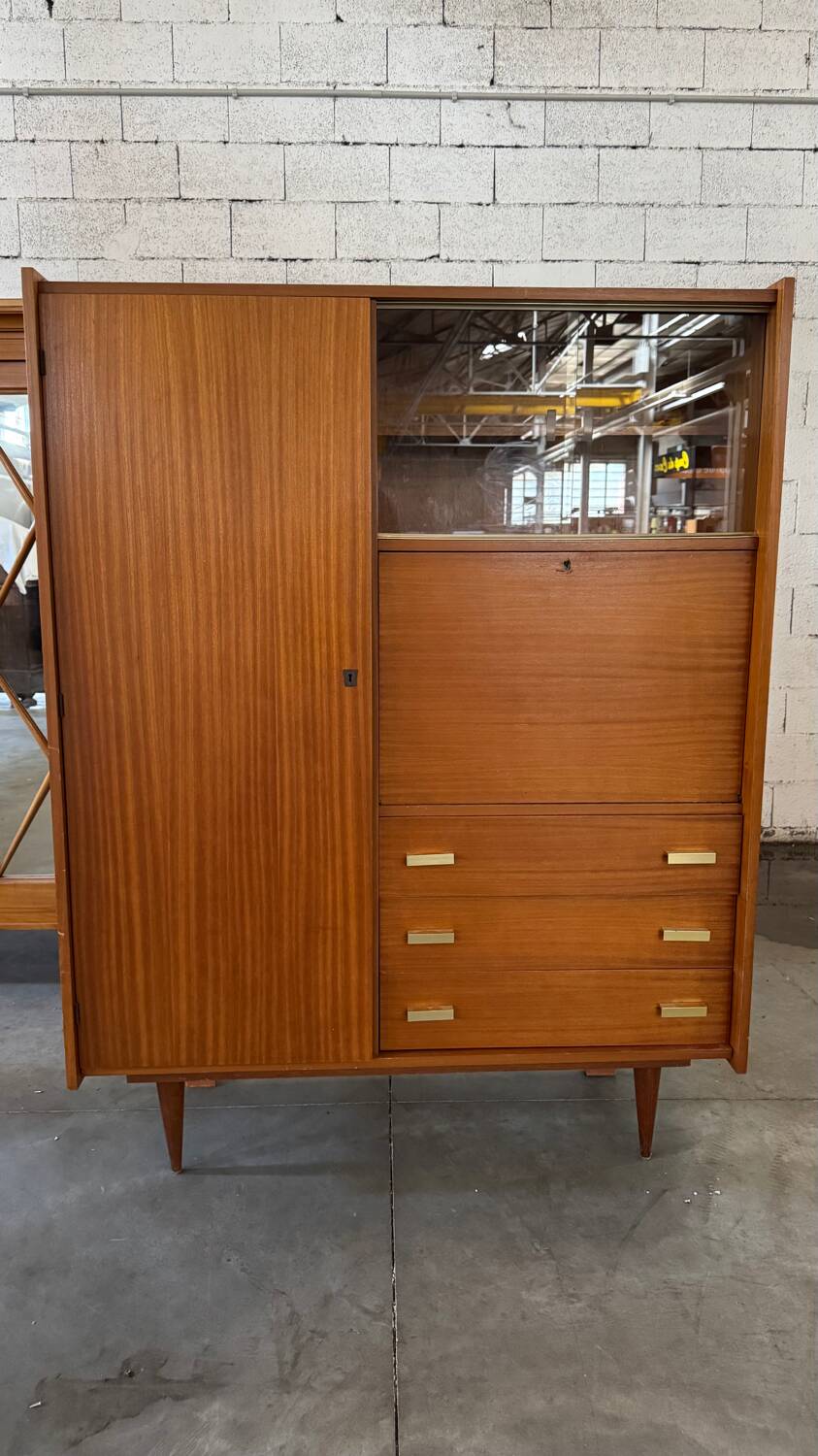 60/70 varnished wooden secretary cabinet