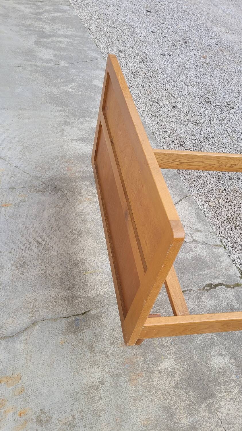 Vintage rattan and solid oak bed 1950s design