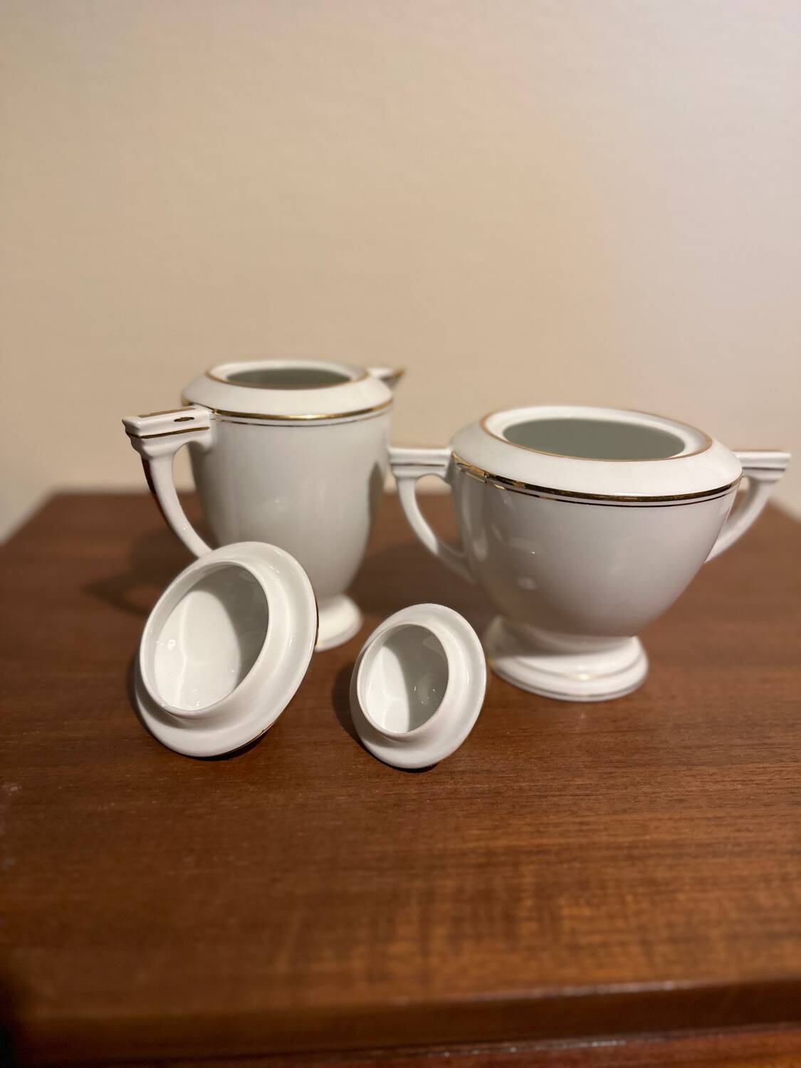 Sugar bowl and milk jug in Limoge porcelain