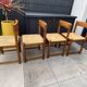 Suite de 4 chaises paillées vintage années 70